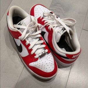 Nike Low Top Sneakers in White, Red & Black